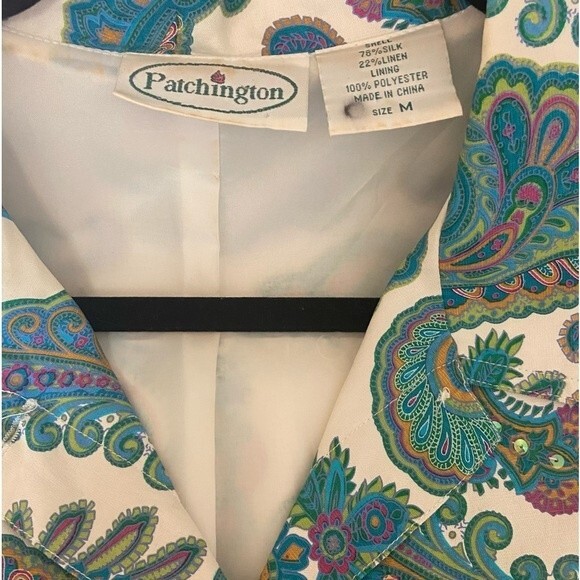 Patchington - Silk/Linen Paisley Print Jacket - Women's size M - Picture 3 of 7